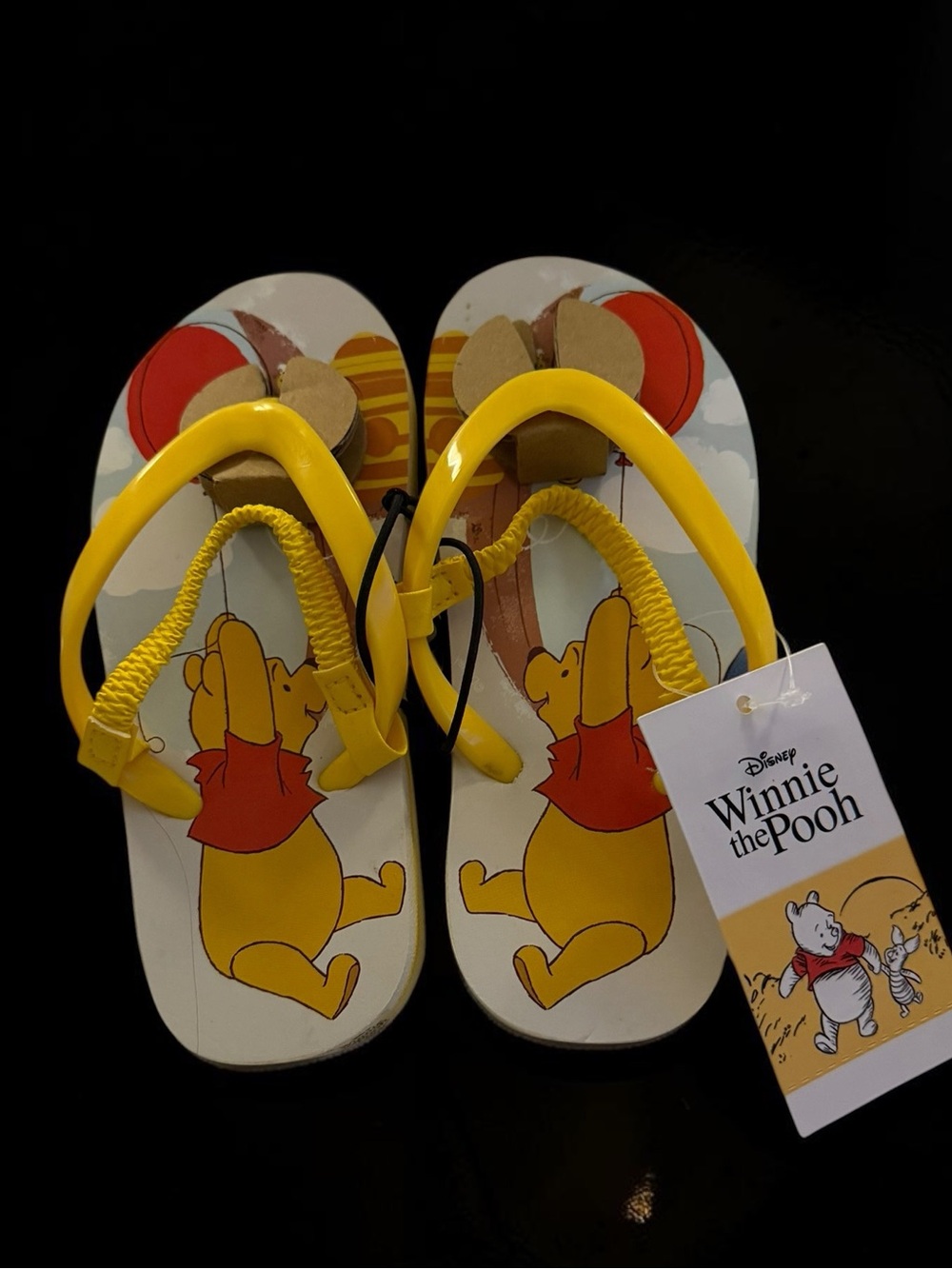Disney Winnie the Pooh Toddler Flip Flops Size 9 10 Yellow Backstrap Sandals NWT